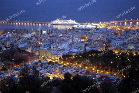 The view of the City of Santa Cruz on the Island of Tenerife on the Islands of Canary Islands of Spain in the Atlantic.  