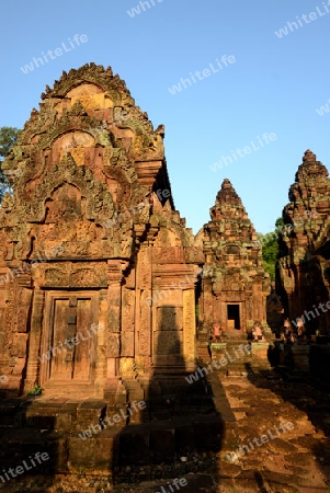 The Tempel Ruin of  Banteay Srei about 32 Km north of the Temple City of Angkor near the City of Siem Riep in the west of Cambodia.