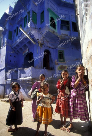 the blue city in the old town of Jodhpur in Rajasthan in India.