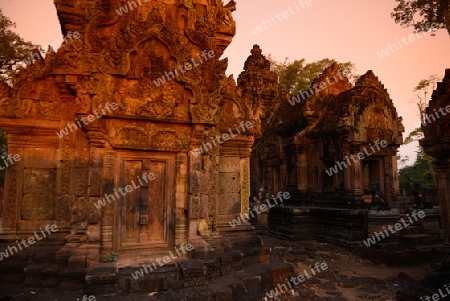 The Tempel Ruin of  Banteay Srei about 32 Km north of the Temple City of Angkor near the City of Siem Riep in the west of Cambodia.