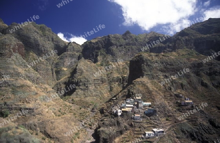 the  Village of Fontainas near  Ribeira Grande on the Island of Santo Antao in Cape Berde in the Atlantic Ocean in Africa.