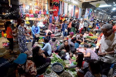 The Market in the old City of Siem Riep neat the Ankro Wat Temples in the west of Cambodia.