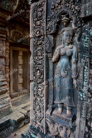 The Tempel Ruin of  Banteay Srei about 32 Km north of the Temple City of Angkor near the City of Siem Riep in the west of Cambodia.