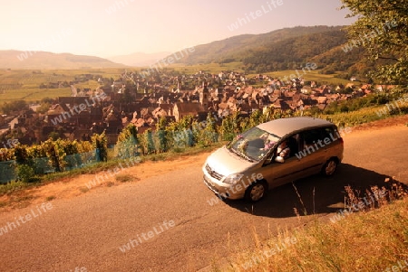 the olt town of the village of Riquewihr in the province of Alsace in France in Europe