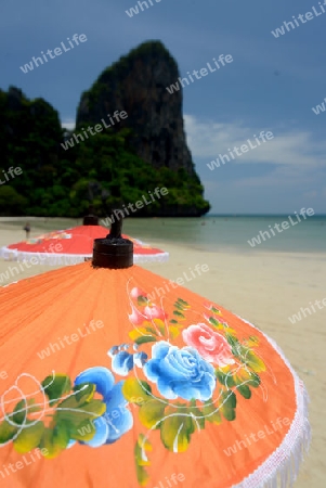 The Hat Railay Leh Beach at Railay near Ao Nang outside of the City of Krabi on the Andaman Sea in the south of Thailand. 