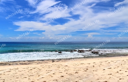 Sunny day beach view on the paradise islands Seychelles.