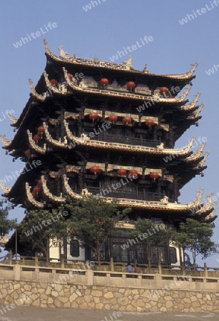 a chinese temple in the city of yichang near the three gorges dam project in the province of hubei in china.