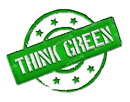 Sign, symbol, stamp or icon for your presentation, for websites and many more named THINK GREEN
