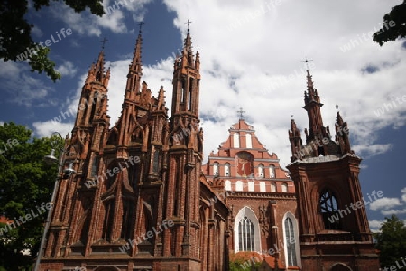 The St Anna Church in the old Town of the City Vilnius  in the Baltic State of Lithuania,  