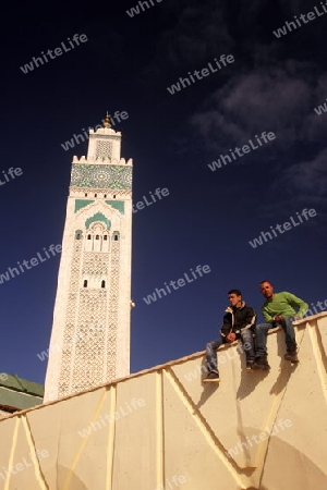 The Hassan 2 Mosque in the City of Casablanca in Morocco , North Africa.