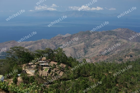 Die Landschaft oberhalb Dili der Hauptstadt von Ost Timor auf der in zwei getrennten Insel Timor in Asien.  