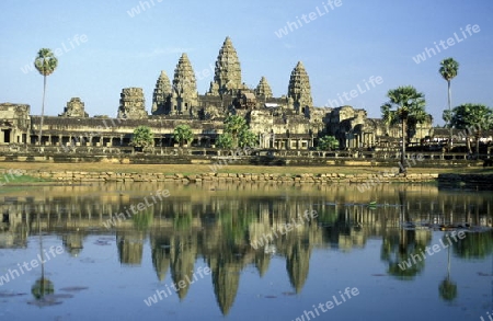 the angkor wat temple in Angkor at the town of siem riep in cambodia in southeastasia. 