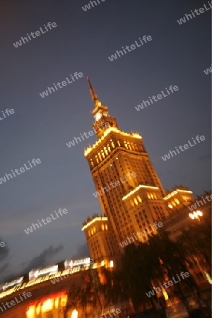 The Culture Palace in the City of Warsaw in Poland, East Europe.