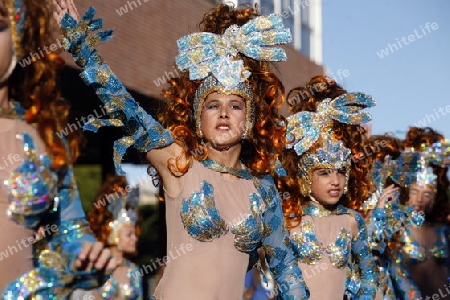 the carneval in the city of Las Palmas on the Island Gran Canary on the Canary Island of Spain in the Atlantic Ocean. 