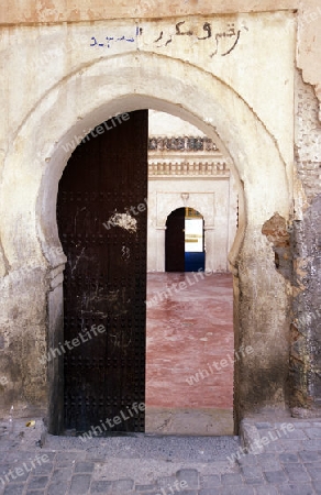 The Old Town near the Djemma del Fna Square in the old town of Marrakesh in Morocco in North Africa.
