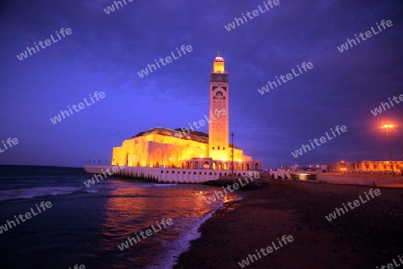 The Hassan 2 Mosque in the City of Casablanca in Morocco , North Africa.