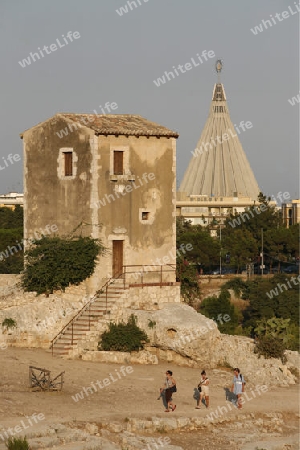 the theatro Greco near the town of Siracusa in Sicily in south Italy in Europe.