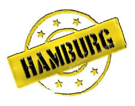 Sign and stamp for your presentation, for websites and many more named HAMBURG