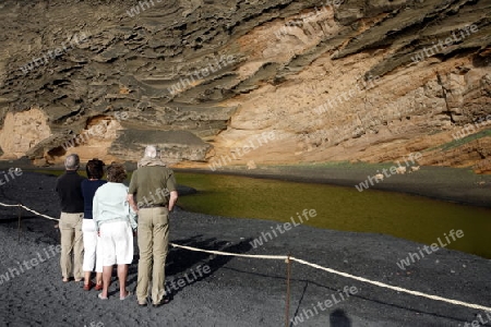 the Landscape of El Golfo on the Island of Lanzarote on the Canary Islands of Spain in the Atlantic Ocean. on the Island of Lanzarote on the Canary Islands of Spain in the Atlantic Ocean.
