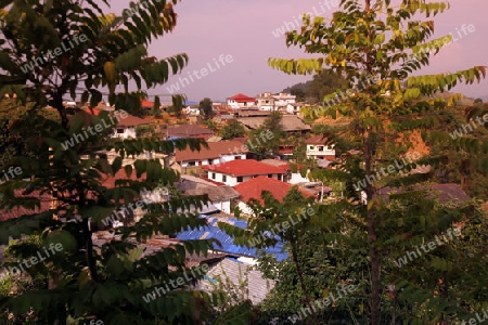 Das Zentrum des alten Bergdorf Mae Salong in der Huegellandschaft noerdlich von Chiang Rai in der Provinz Chiang Rai im Norden von Thailand in Suedostasien.