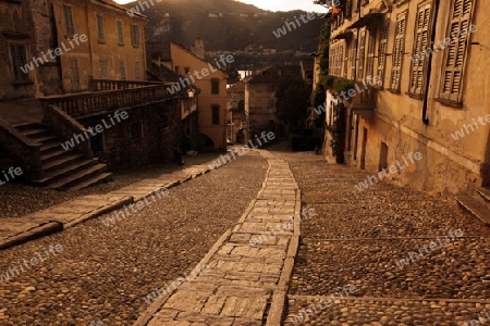 The Square in the Fishingvillage of Orta on the Lake Orta in the Lombardia  in north Italy. 