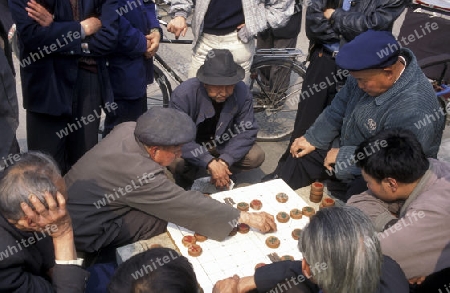 Older people play chinese games in a parc in the city of Chengdu in the provinz Sichuan in centrall China.