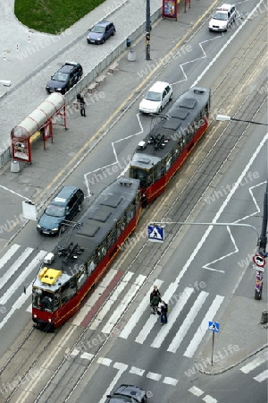 A City Train the modern City of Warsaw in Poland, East Europe.