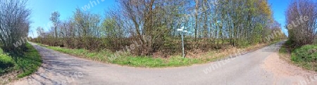 Beautiful high resolution panorama of a northern european country landscape with fields and green grass.