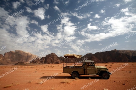 The Landscape of the Wadi Rum Desert in Jordan in the middle east.