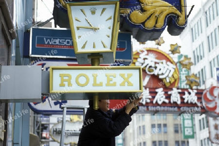 the Nanjing Dong Lu road in the City of Shanghai in china in east asia. 