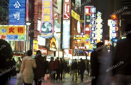 the Nanjing Dong Lu road in the City of Shanghai in china in east asia. 