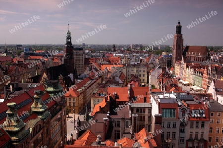 Der Stray Rynek Platz  in der Altstadt von Wroclaw oder Breslau im westen von Polen.