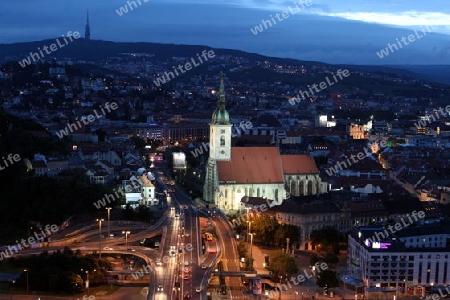 Europa, Osteuropa, Slowakei, Hauptstadt, Bratislava, Altstadt,  Sommer, Panorama, Ubersicht, Donau, Dom, St martins Dom,