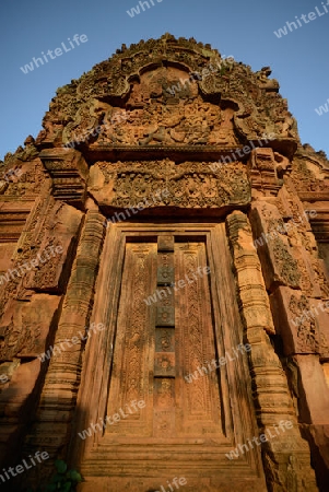 The Tempel Ruin of  Banteay Srei about 32 Km north of the Temple City of Angkor near the City of Siem Riep in the west of Cambodia.