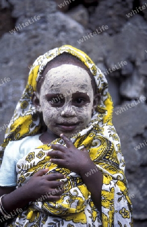 a women in the city of Moutsamudu on the Island of Anjouan on the Comoros Ilands in the Indian Ocean in Africa.   