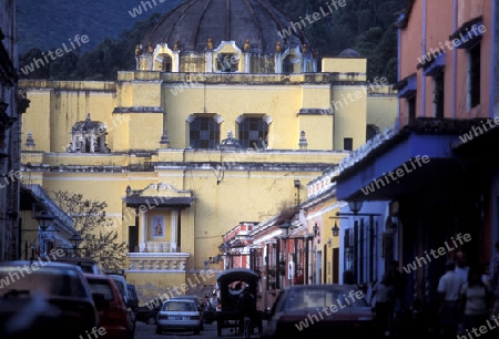 the church senora de la nerced in the old town in the city of Antigua in Guatemala in central America.   