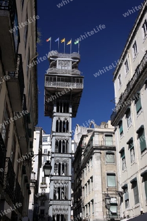 Europa, Westeuropa, EU, Euro, Portugal, Lissabon, Innenstadt,Lift, Elevador de Santa Justa, Turm,