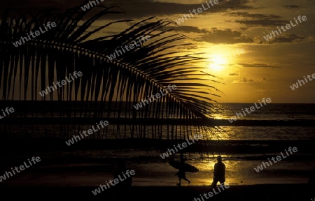 Ein Strand in Kuta im Sueden der Insel Bali in Indonesien in Suedostasien.