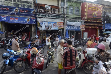 Das Stadtzentrum von Phuket Town beim Day Markt auf der Insel Phuket im sueden von Thailand in Suedostasien.