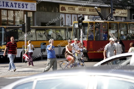 A City Train the modern City of Warsaw in Poland, East Europe.