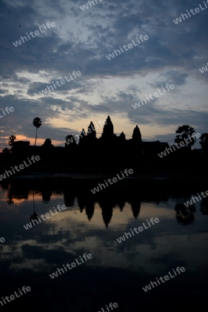 The Angkor Wat in the Temple City of Angkor near the City of Siem Riep in the west of Cambodia.