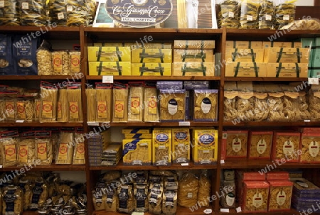 a Pasta Shop in teh old town of Pallanza near to Verbania on the Lago maggiore in the Lombardia  in north Italy. 