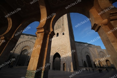 The Hassan 2 Mosque in the City of Casablanca in Morocco , North Africa.