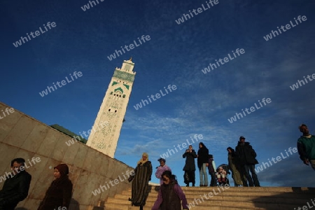 The Hassan 2 Mosque in the City of Casablanca in Morocco , North Africa.