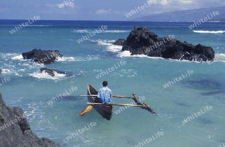 the beach of the village Moya on the Island of Anjouan on the Comoros Ilands in the Indian Ocean in Africa.   