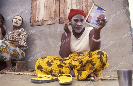 a women in the city of Moutsamudu on the Island of Anjouan on the Comoros Ilands in the Indian Ocean in Africa.   