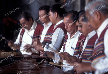 a music band plays in a hotel in the old town in the city of Antigua in Guatemala in central America.   