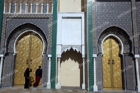 The Kindpalace of  Dar el Makhzen in the old City in the historical Town of Fes in Morocco in north Africa.