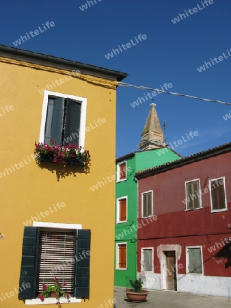 Burano. Farben unter blauem Himmel