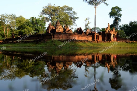 The Tempel Ruin of  Banteay Srei about 32 Km north of the Temple City of Angkor near the City of Siem Riep in the west of Cambodia.